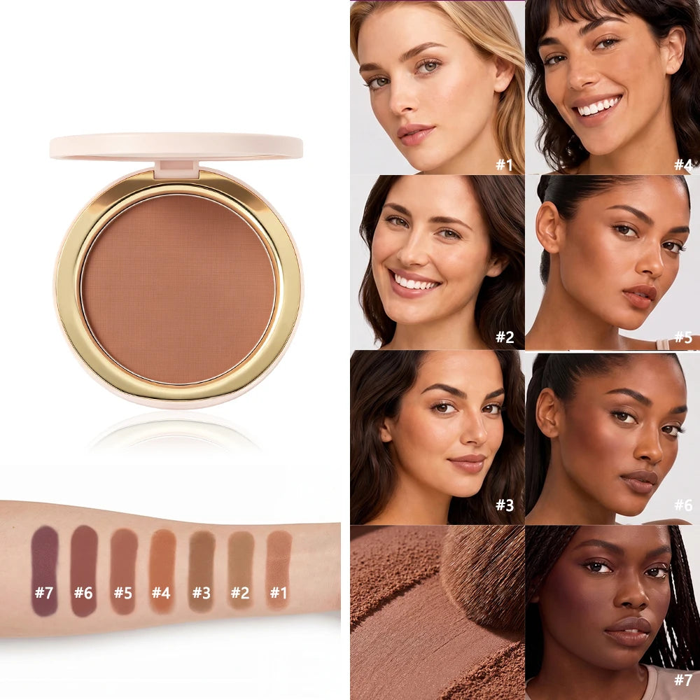 Soft Matte Bronzer Powder Natural Warm Glow Silky Smooth Contouring Shading Powder Long Lasting 3D Face Makeup With Brush Makeup HIP