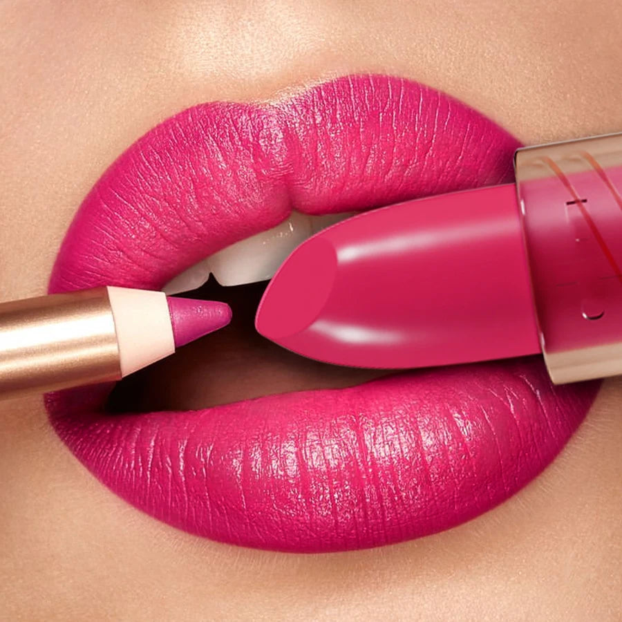 1PC Nude Lipstick Waterproof Lipliner Pen Sexy Matte Contour Lip Tint Lasting Non-stick Cup Lip Gloss Korean Makeup Cosmetic HIP