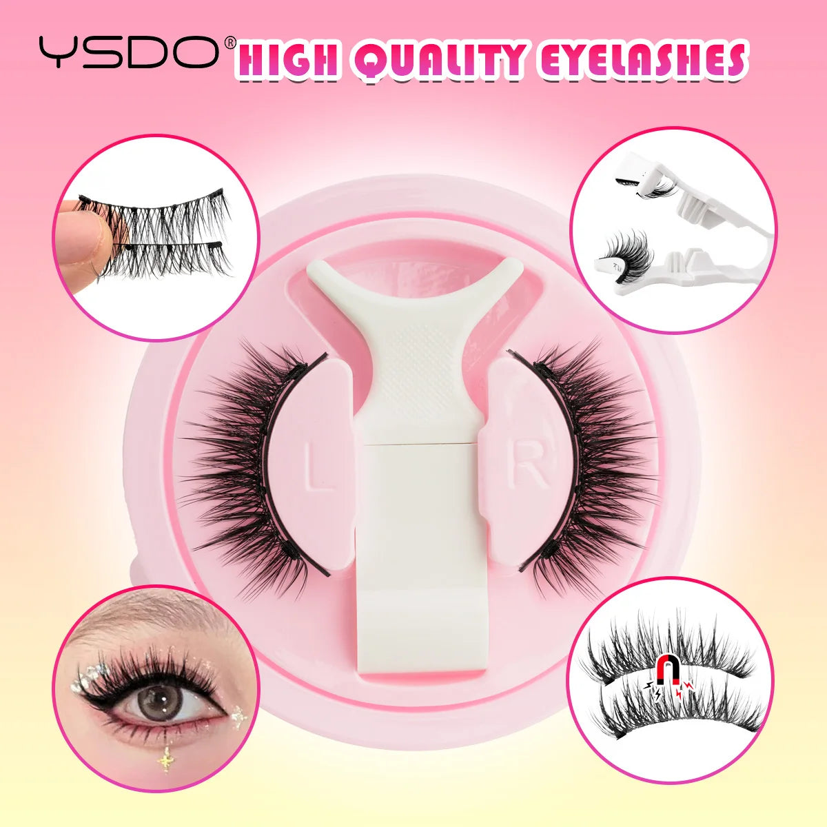 YSDO 1Pair Glue-free Magnetic Eyelashes Natural 3D Mink Eyelashes 2025 New Reusable Sensitive Eye Friendly Magnet Eyelash Kit HIP