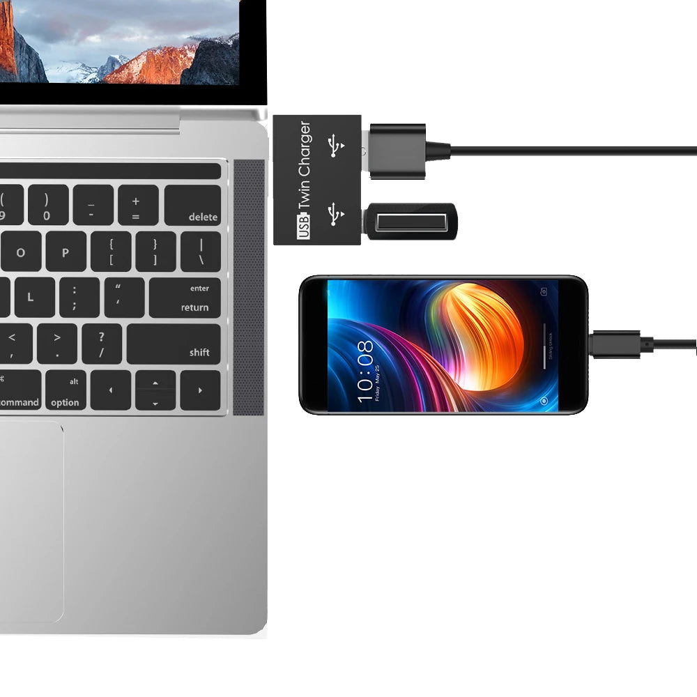 USB 2.0 Hub Splitter – 1 Male to 2 Female Port Adapter USB Hub Adapter HIP