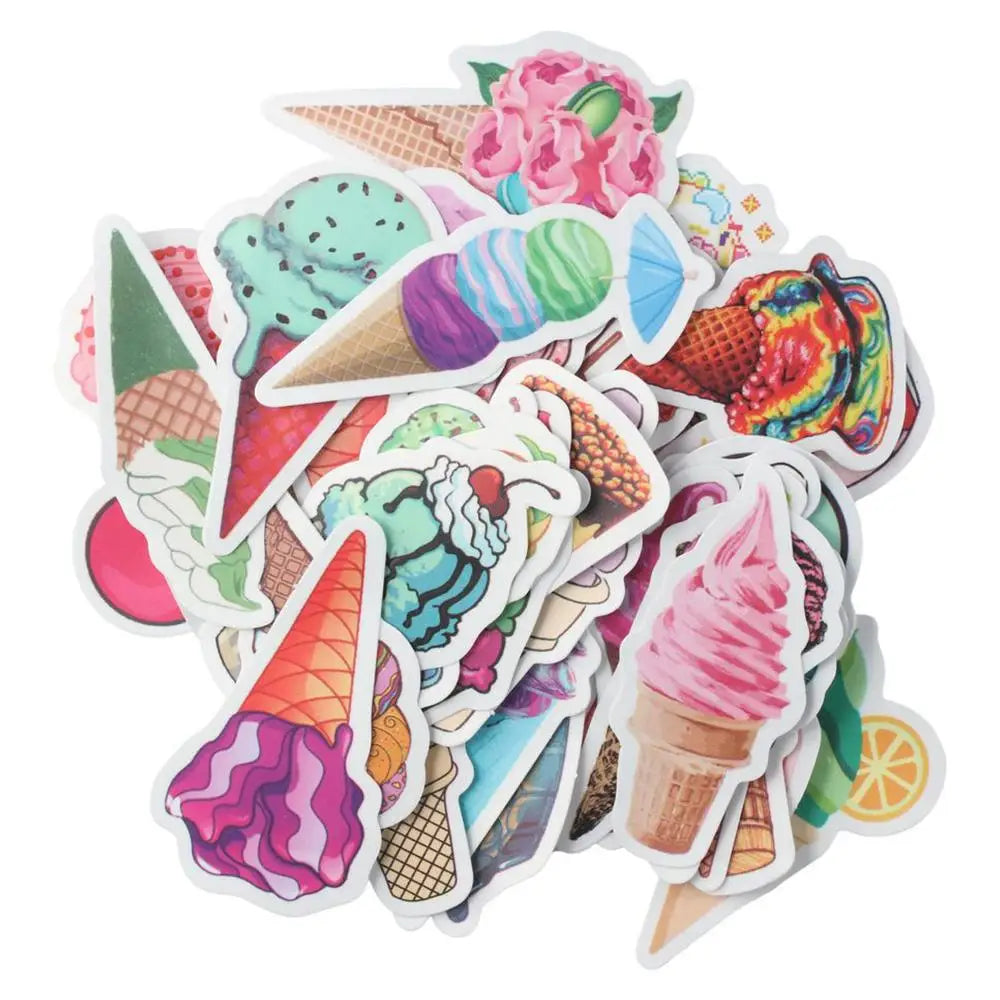 100-Piece Cute Ice Cream PVC Stickers – Crafts & Decor Craft Sticker Pack HIP