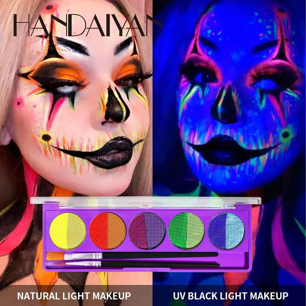 UV Glow Face & Body Paint Palette – High Pigment Water-Based UV Body Paint Palette HIP