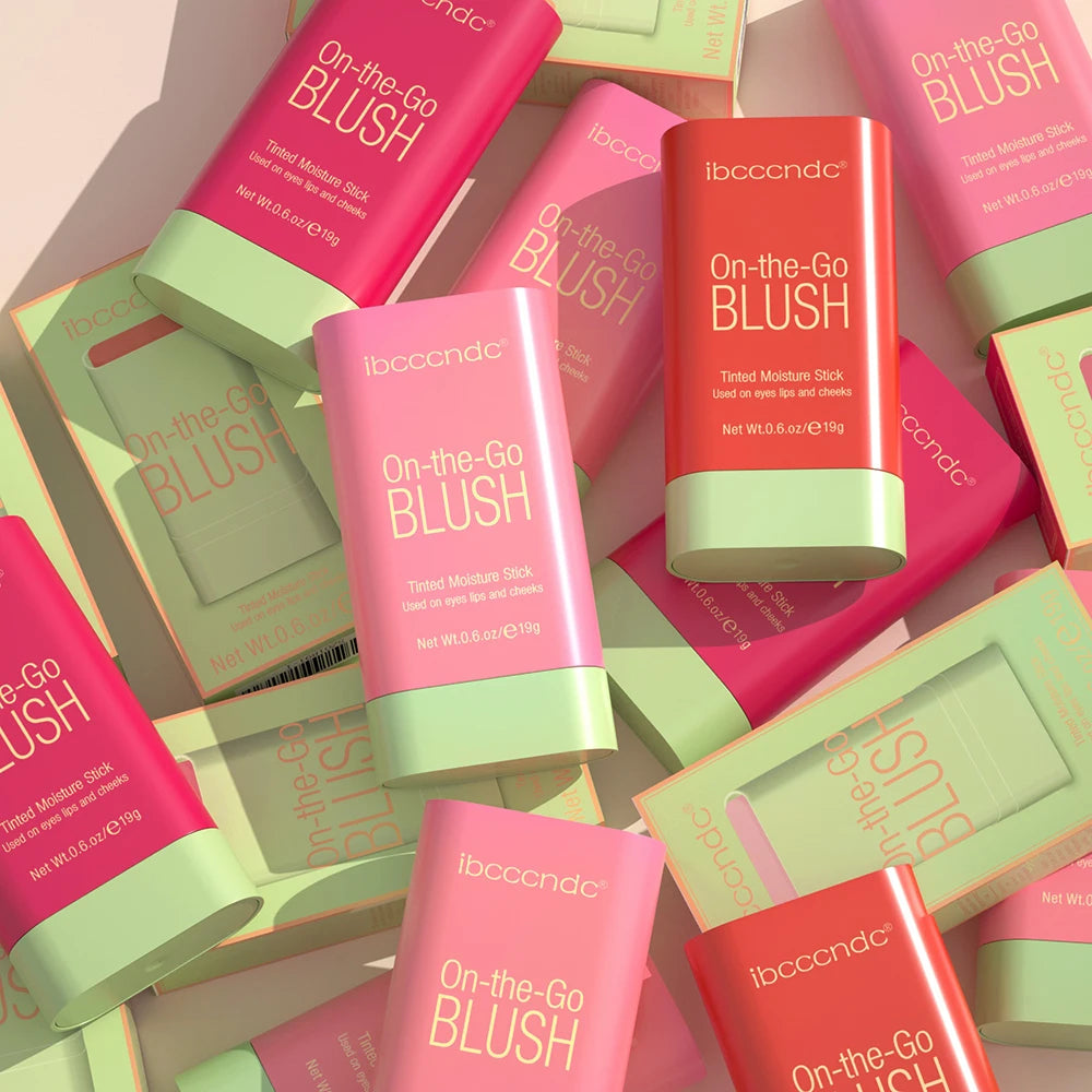 Long Lasting Non-Fading Silky Smooth Cream Blush for Cheeks1 Piece Lips Eyes Christmas Gift Smudge-Proof Multi-Use Blush Stick HIP