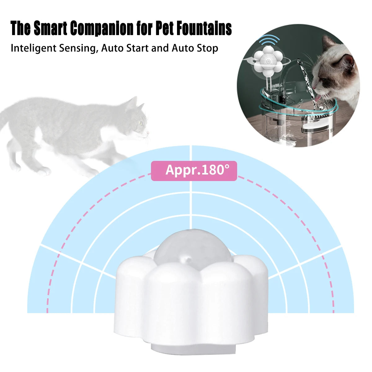 Cat Water Fountain Sensor, Automatic Start‑Stop Pet Water Dispenser Sensor, Smart Induction Replacement Parts for Dog & Cat HIP