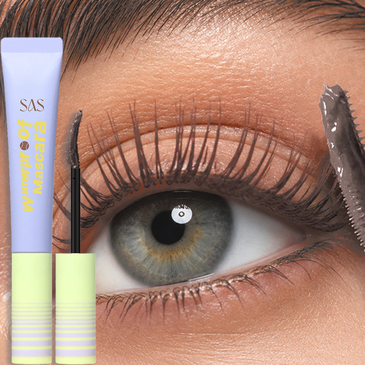 Colored Mascara Waterproof Smudge Resistant Long Lasting Purple Blue Brown Mascara Slender Curling Extended Eye Lashes Makeup HIP 04Brown