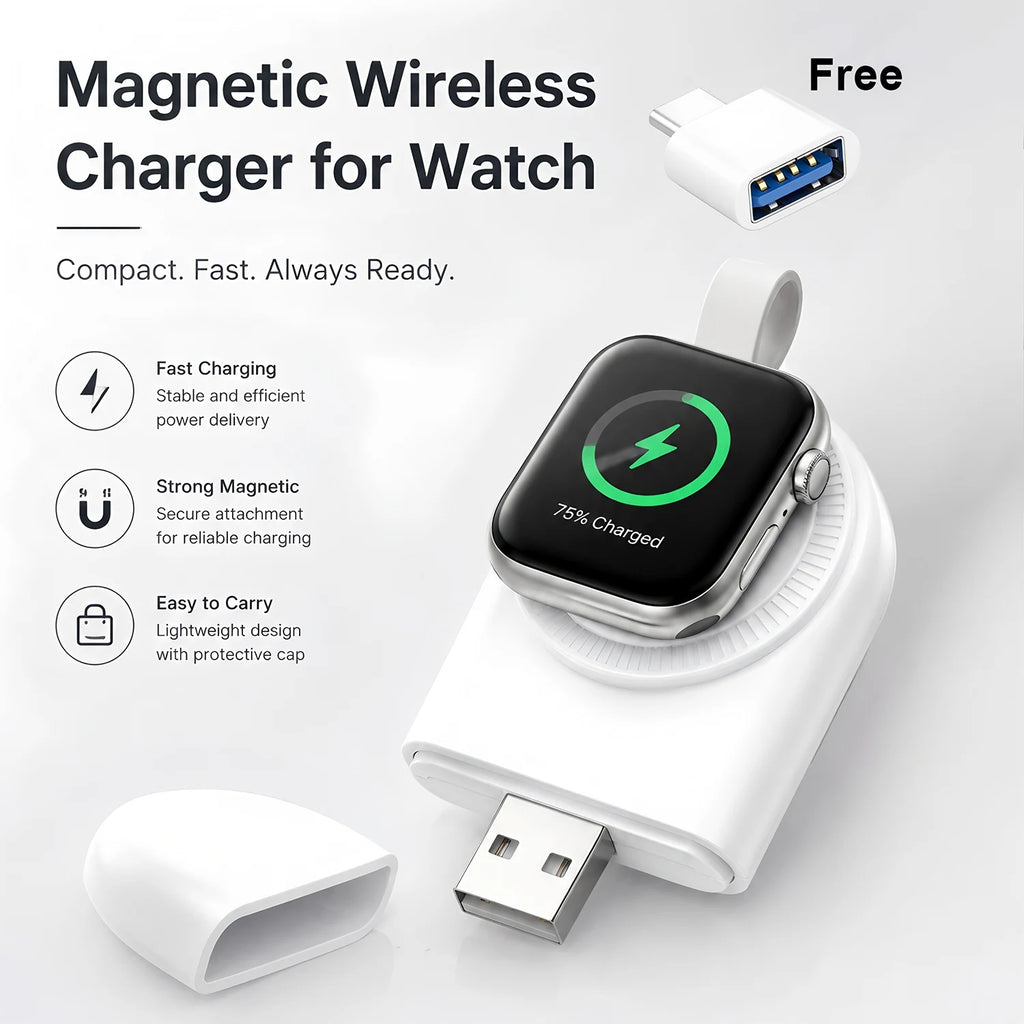 Mini Magnetic Wireless Apple Watch Charger USB & Type-C Wireless Watch Charger HIP