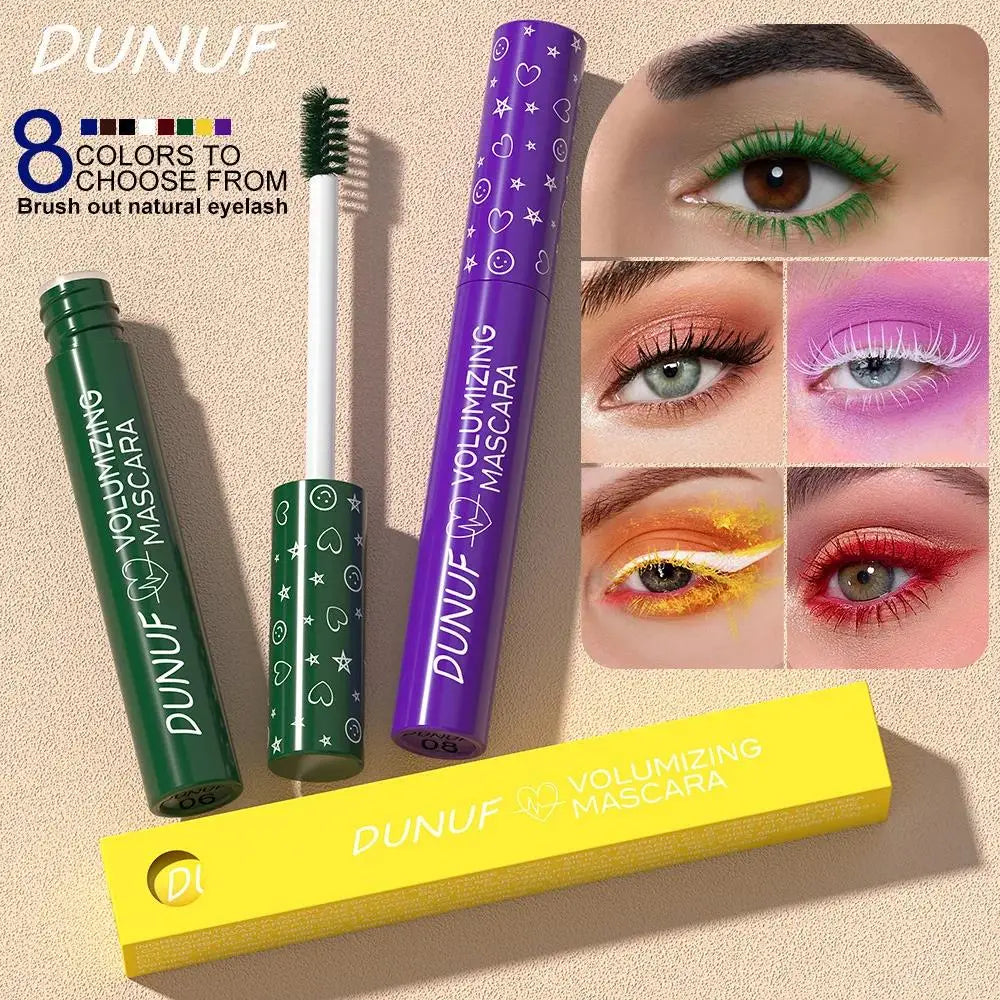 DUNUF Colorful Waterproof Curling Mascara – Blue Green Purple Colorful Mascara HIP