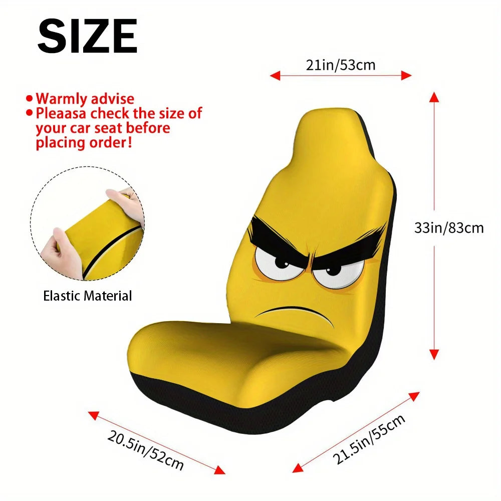 2-Piece Cartoon Angry Face Car Seat Covers | All Seasons Car Seat Cover Set HIP
