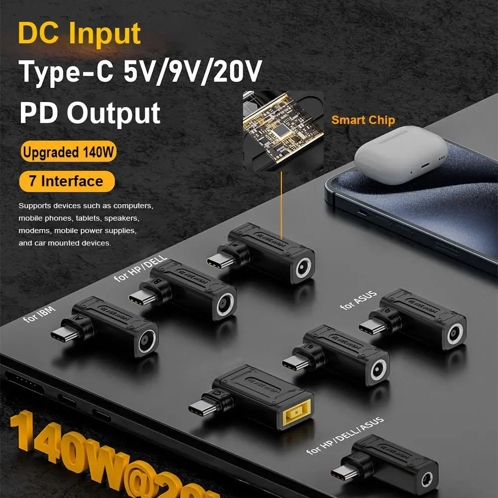 PD 140W DC to USB-C Converter – Laptop Charging Adapter USB-C Power Adapter HIP