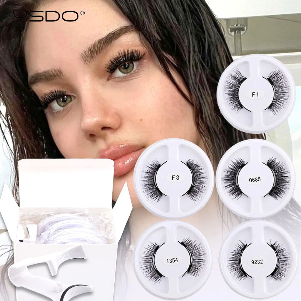 YSDO 5 Pairs/box Magnetic Eyelashes Wholesale Natural Magnetic Eyelashes Reusable 3D Faux Mink Lashes With Tweezers Makeup Tools HIP 5pairs FC-BO2