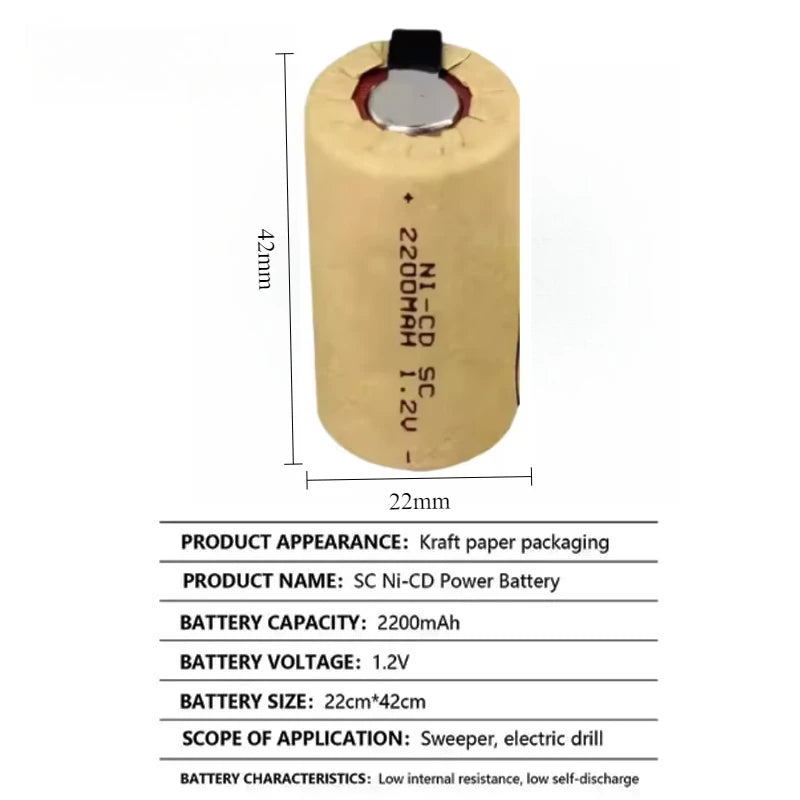 SC NiCd 1.2V 2200mAh Rechargeable Battery – Power Tools Power Tool Battery HIP