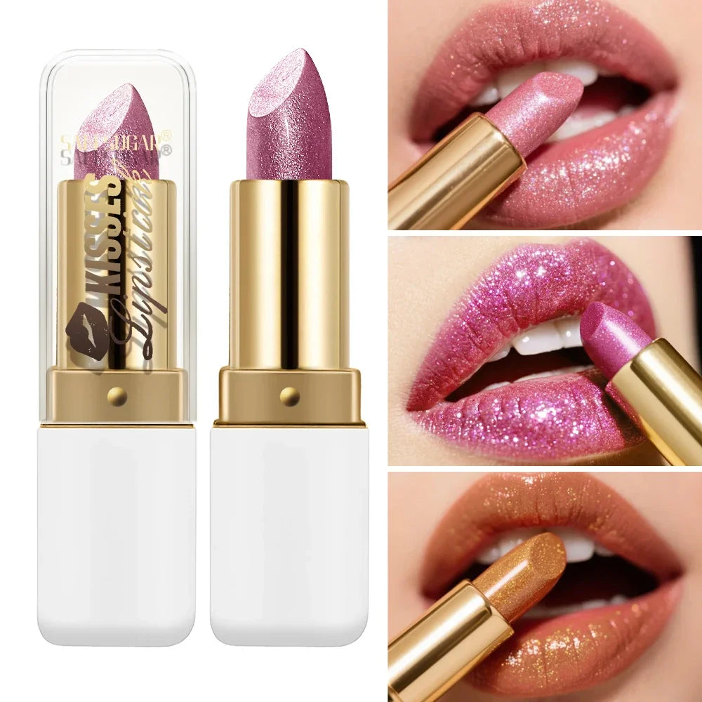 SAM SUGAR 6-Pc Pearlescent Lipstick Set – High Shine & Waterproof Lipstick Set HIP