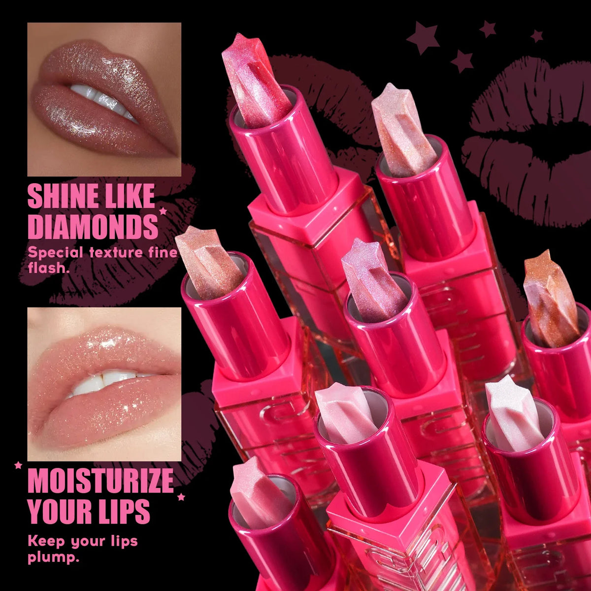 MLSMILE Glitter Marble Pearlescent Lipstick – Matte & Moisturizing Glitter Marble Lipstick HIP