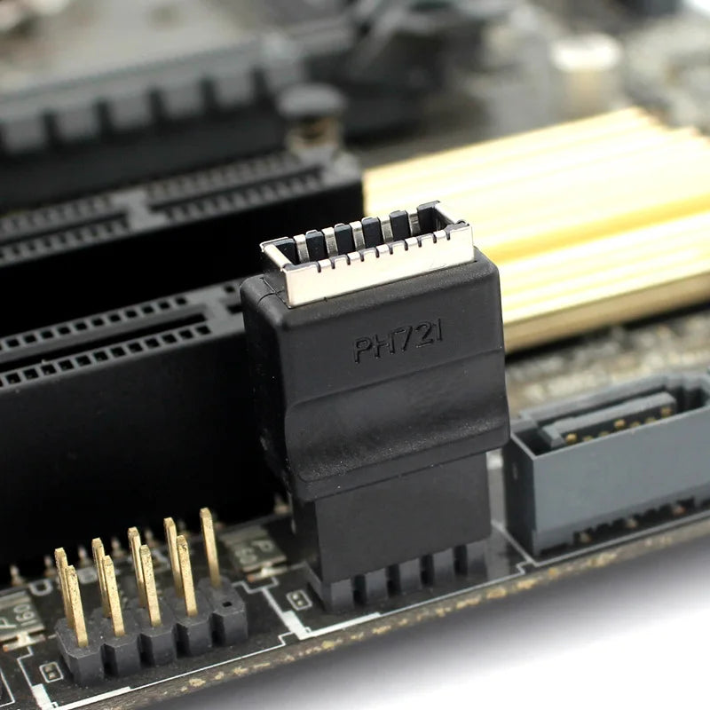 USB 2.0 9-Pin to Type-E Key-A Front Panel Adapter | OULLX USB Header Adapter HIP