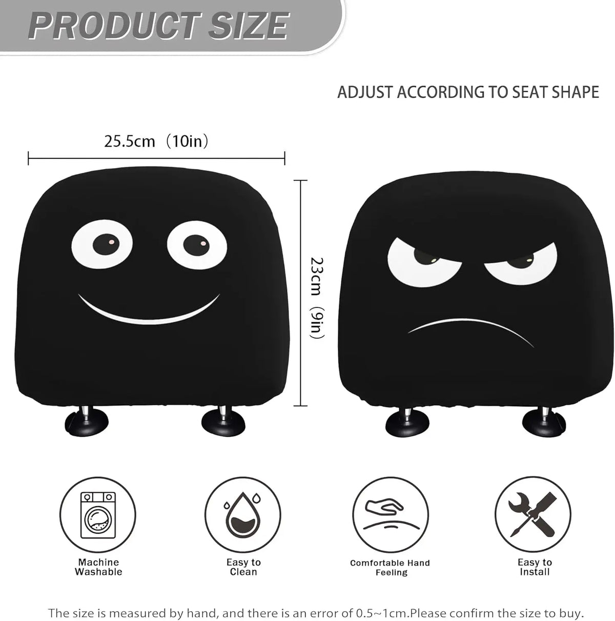 Funny Car Headrest Covers 2-Pack – Double-Sided Face Design Car Headrest Covers HIP