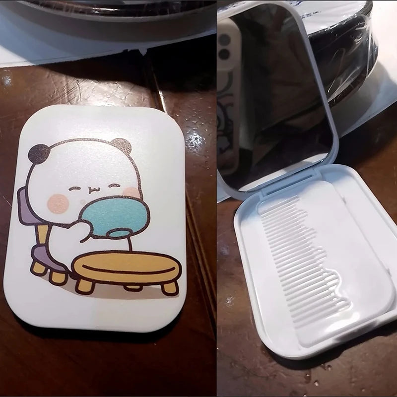 Panda Cartoon Mini Makeup Mirror & Comb Set – Cute Gift Compact Makeup Mirror HIP