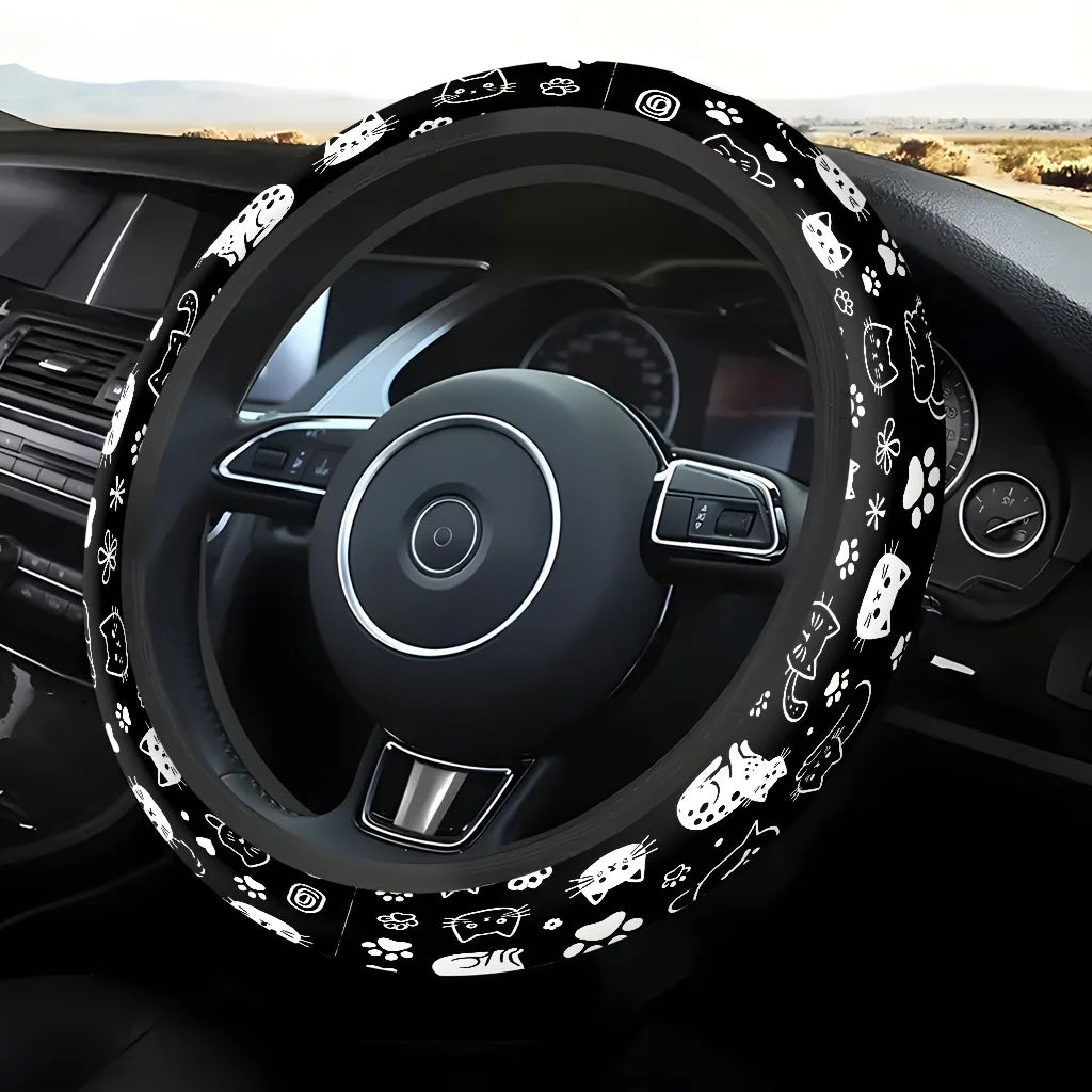 Cute Kitten Car Steering Wheel Cover – Soft & Breathable Steering Wheel Cover HIP
