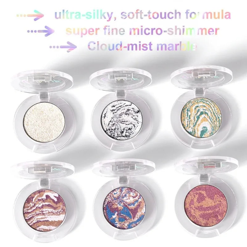 Monochrome Marble Pattern Highlighter Powder Shimmer Glitter Pigment Long Lasting Brightening Contour Blush Eyeshadow Cosmetic HIP