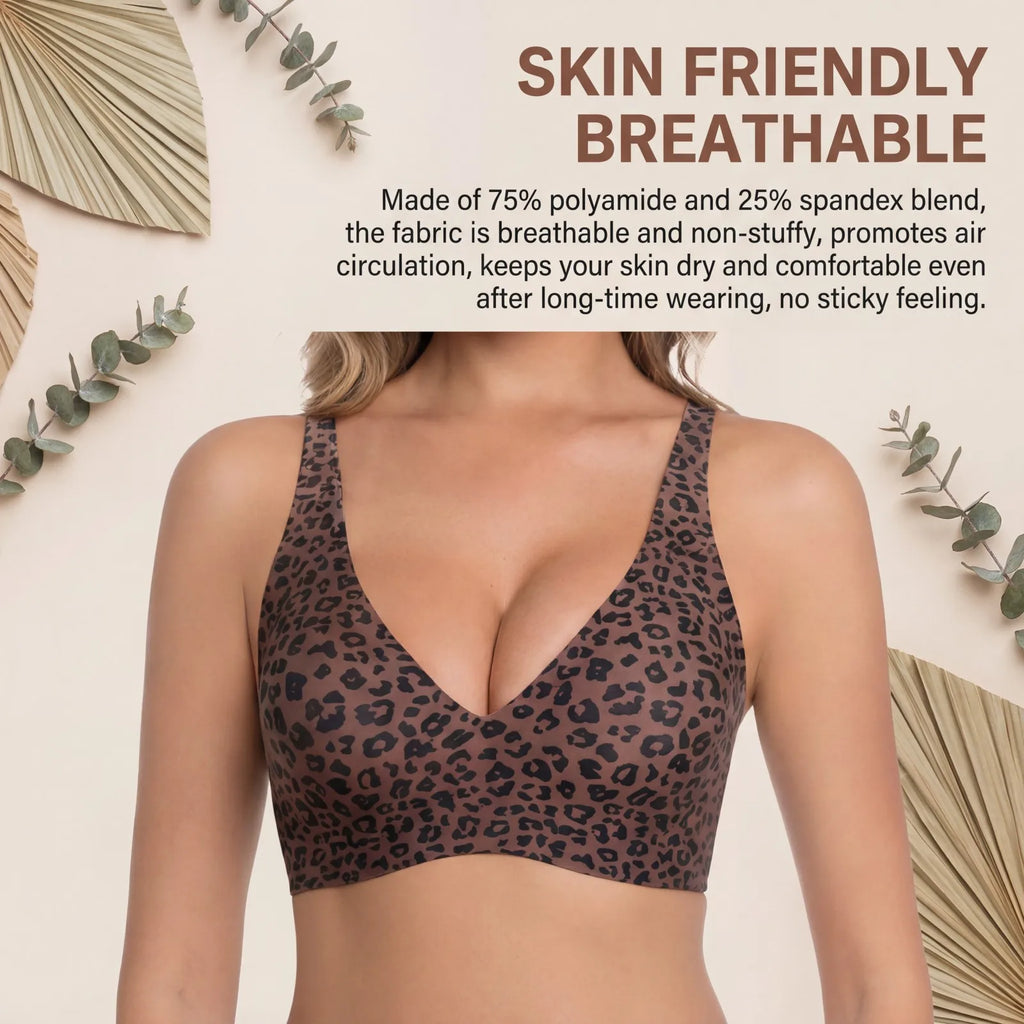 Zeriluna Seamless Wireless Push-Up Bra – Leopard Print Wireless Push-Up Bra HIP