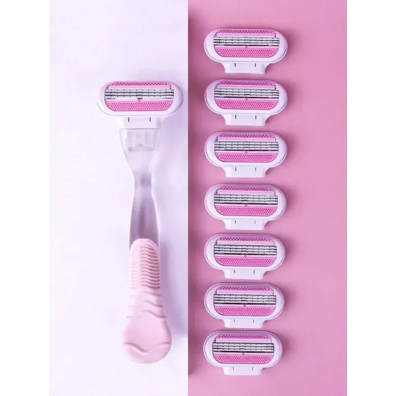 Women's Safety Razor Set – 1 Handle + 8 Blades | Venus Compatible Women's Safety Razor HIP