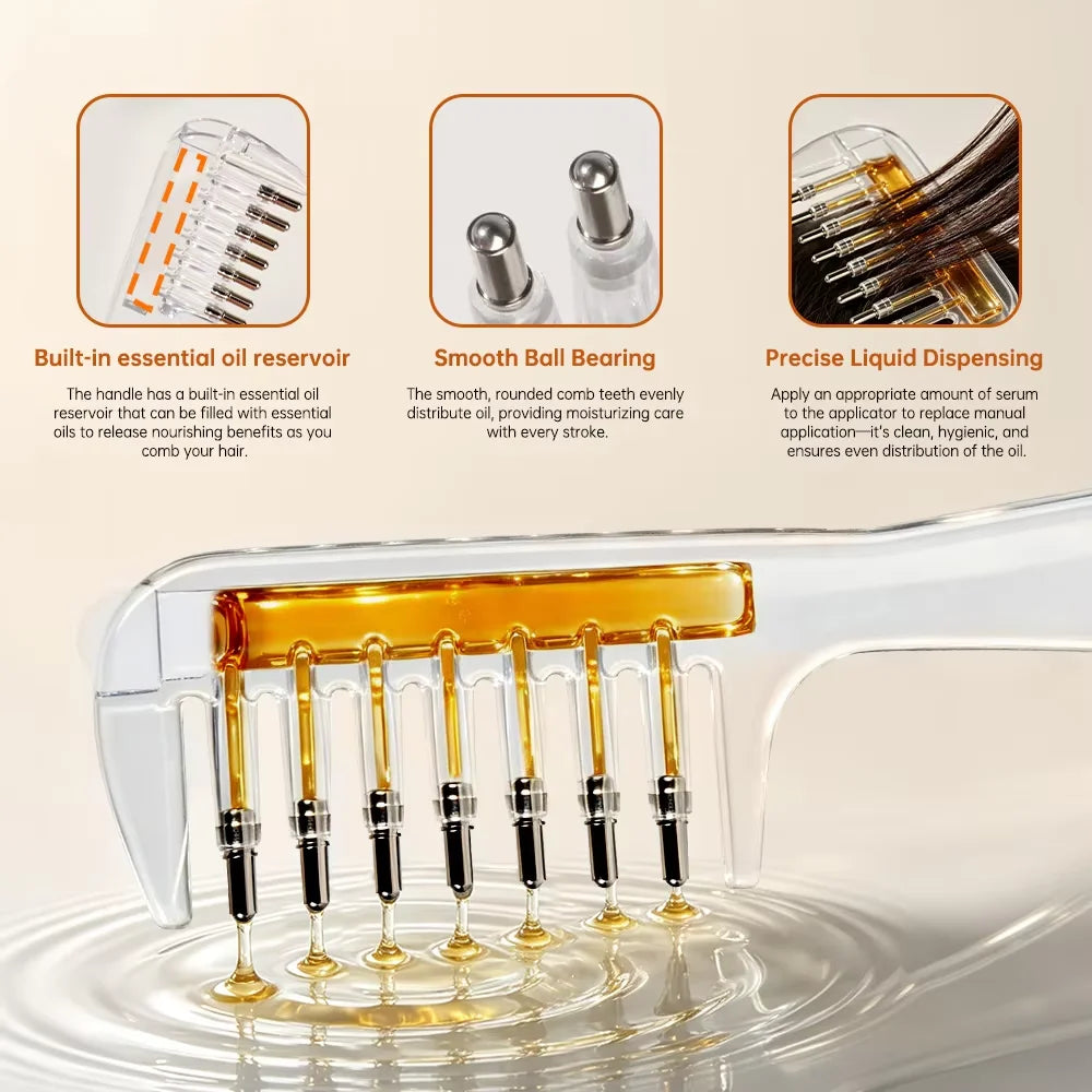 Essential Oil Applicator Comb – Rolling Metal Teeth, 10ml Scalp Applicator Comb HIP