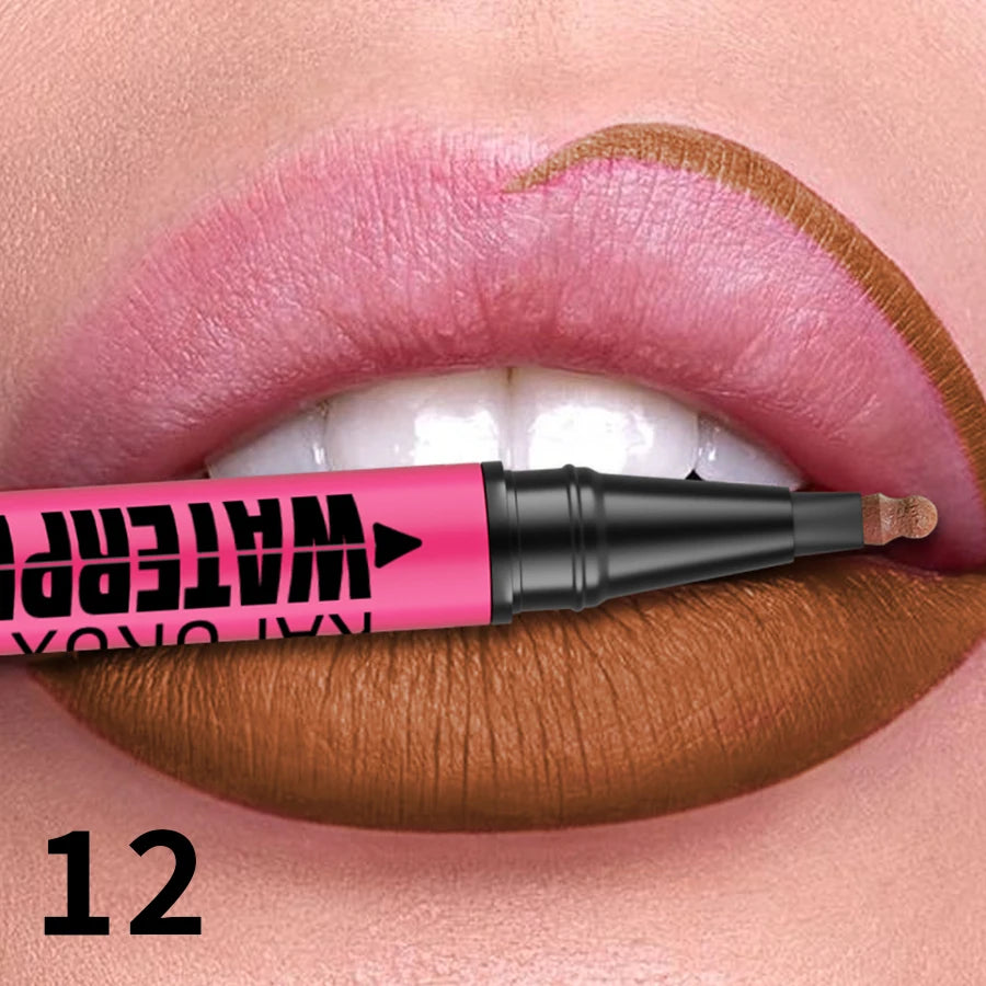 KAFURUX Matte Liquid Lip Liner – 12 Colors, Waterproof Liquid Lip Liner HIP 12