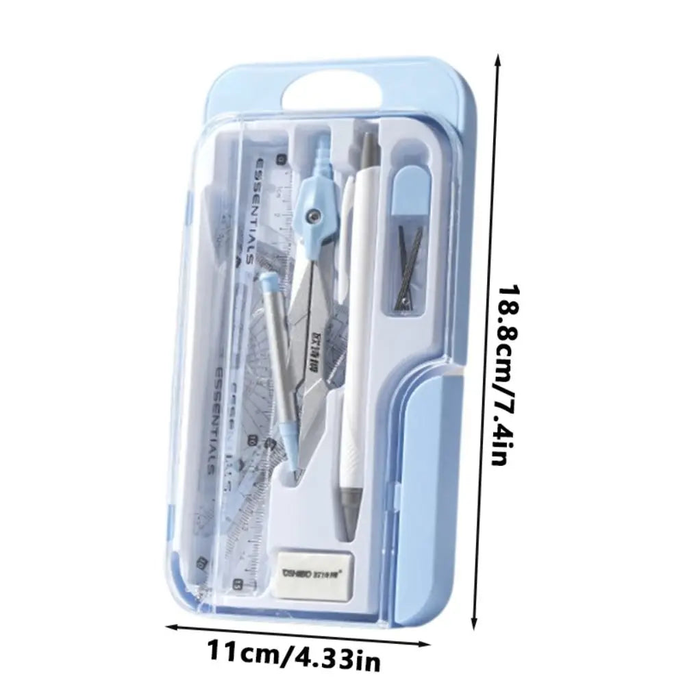 9-Piece Geometry Set – Ruler, Compass, Protractor & Pencil Geometry Drawing Set HIP