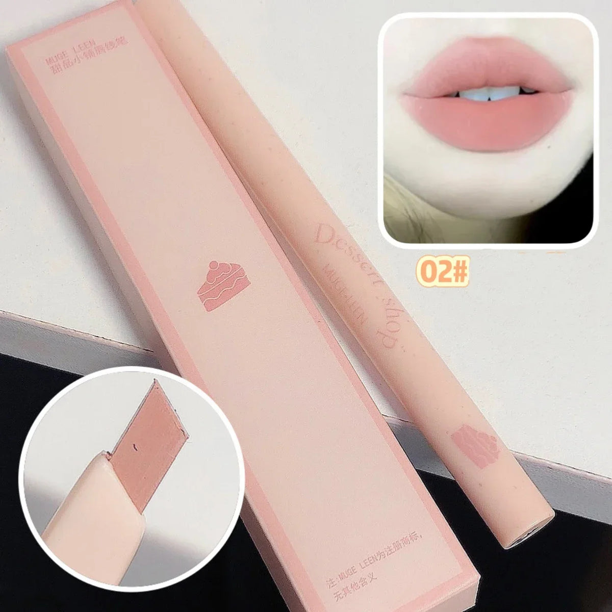 Matte Lip Liner Pen Long Lasting Contour Lipstick Non-stick Waterproof Smooth Velvet Lipliner Pencil Nude Pink Lip Tint Makeup HIP 02