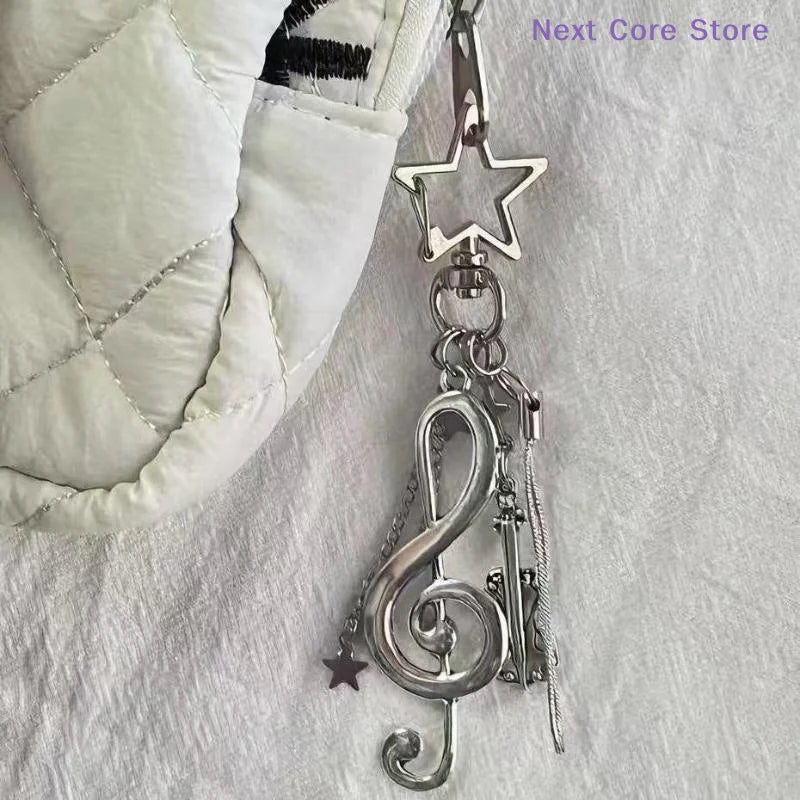 Y2K Musical Notes Keychain Guitar Backpack Pendant Charm Music Keychain Charm HIP