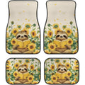 Sloth Print Car Floor Mats 4pc Set – Non-Slip Universal Fit Car Floor Mats HIP WHITE
