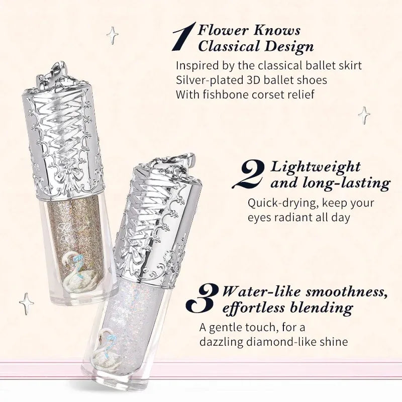 Flower Knows Swan Ballet Liquid Glitter Eyeshadow 4g Liquid Glitter Eyeshadow HIP