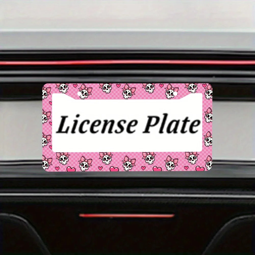 Pink Skull Aluminum License Plate Frames 2-Pack w/ Screws License Plate Frame HIP
