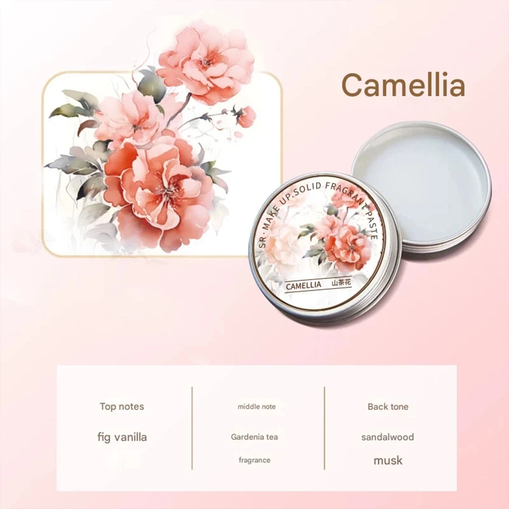 Long Lasting Scent for Romantic Souls For Dating Ladies Solid Perfume Exquisite Floral Solid Balm Jasmine Lavender Gardenia Rose HIP 09Camellia