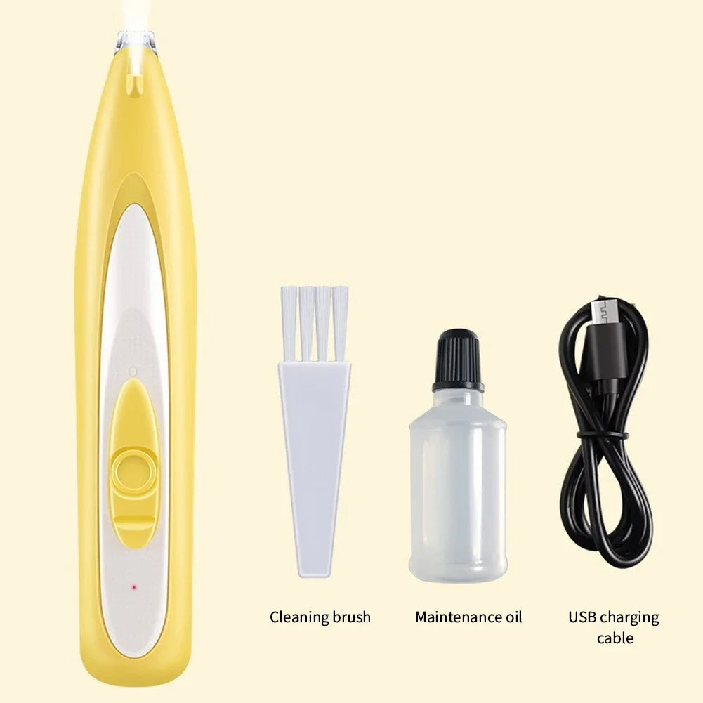 New Dog Paw Trimmer with LED Light Fully Waterproof Pet Hair Trimmer with LED Display Dog Clippers for Grooming 18mm Widen Blade HIP YELLOW