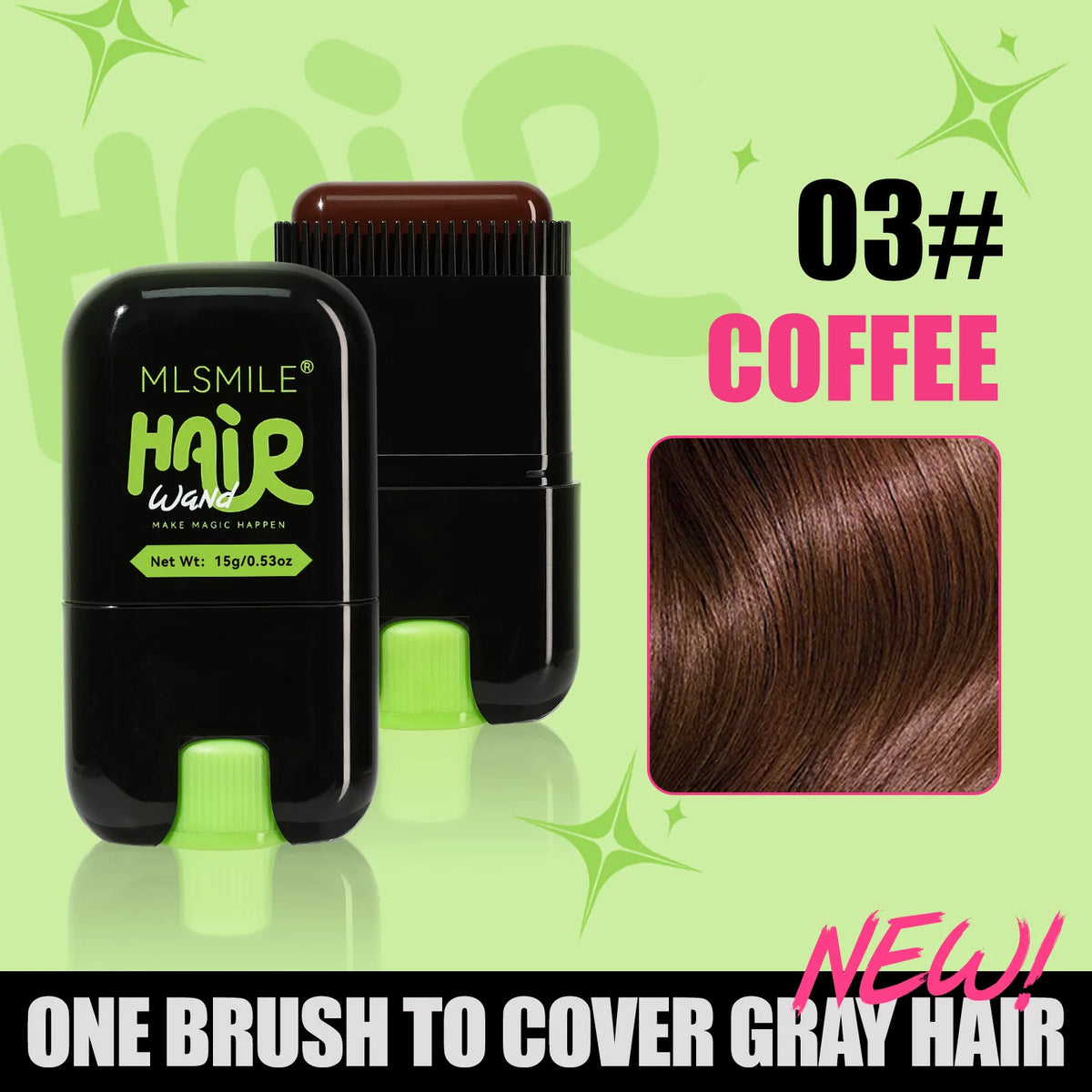 MLSMILE Hair Dye Stick – Instant Grey & White Root Cover Comb Hair Color Stick HIP 03