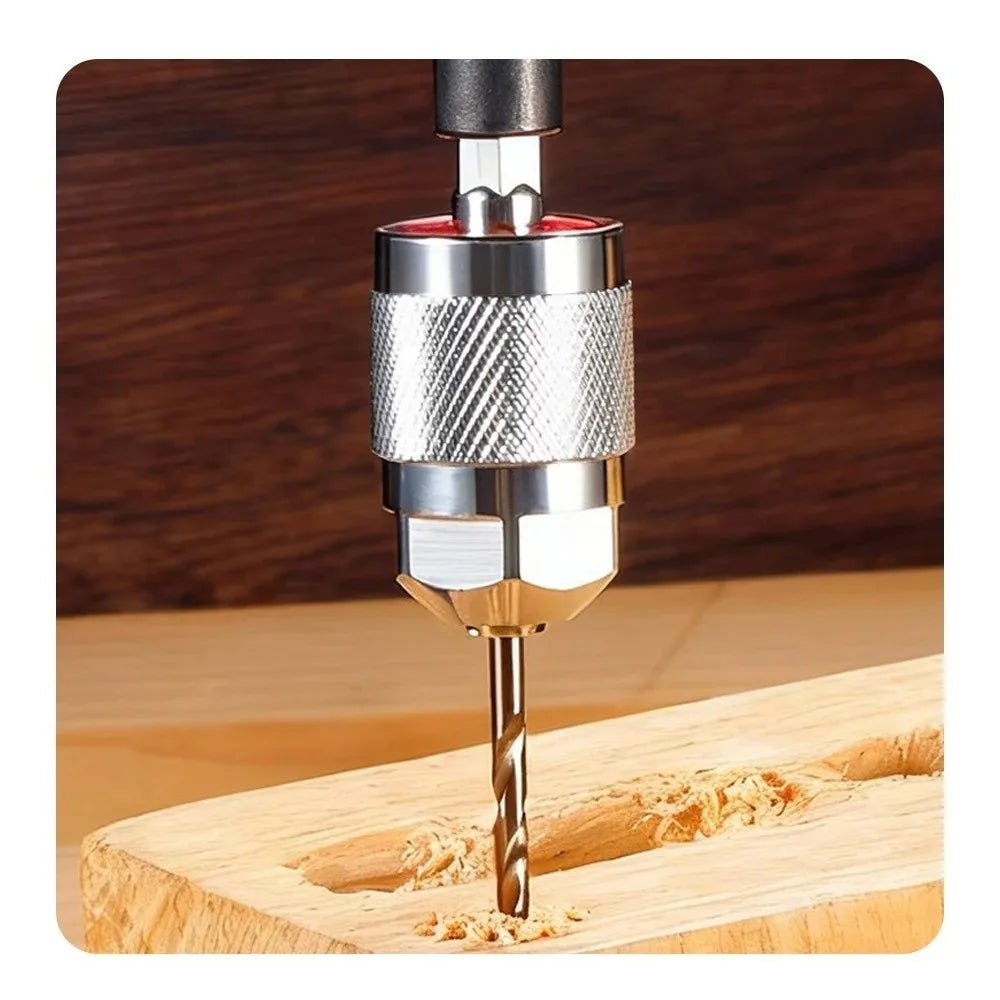 Self-Tightening 3-Jaw Drill Chuck Adapter 1.5–6.5mm ¼" Hex Shank Drill Chuck Adapter HIP
