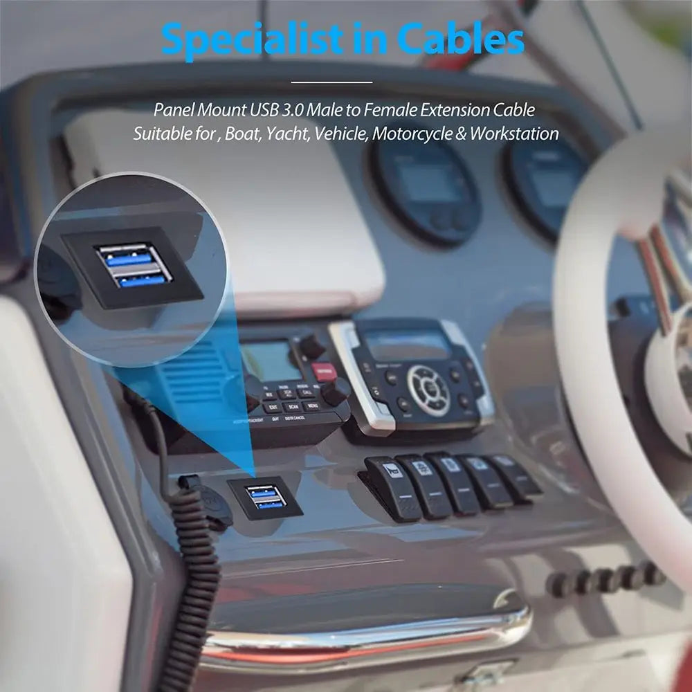 Flush Mount USB 3.0 Extension Cable – Car Truck Boat Panel USB Panel Mount Cable HIP