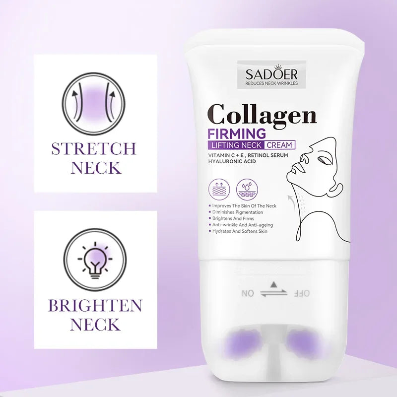 SADOER Collagen Firming Neck Cream with Massage Roller Neck Firming Cream HIP