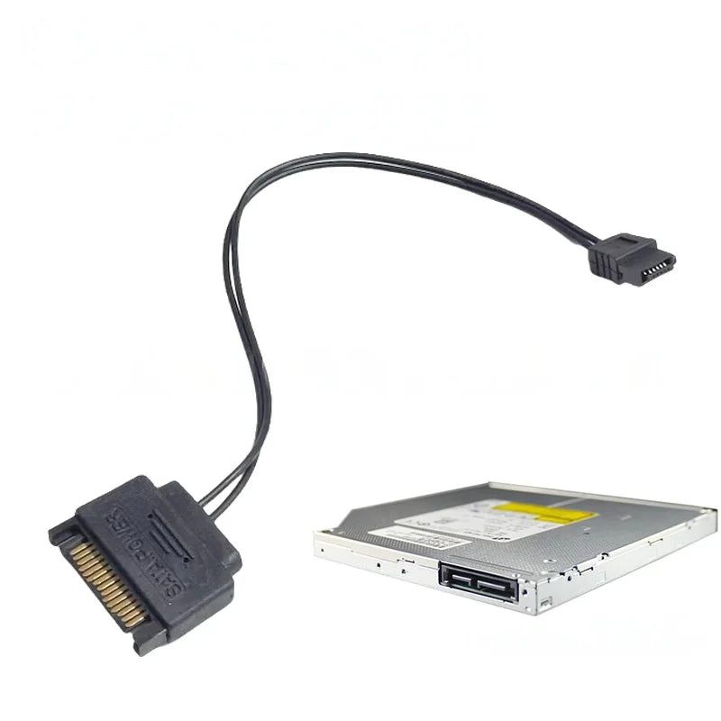 SATA 15-Pin to 6-Pin Power Adapter Cable – HDD & DVD Drive Power Adapter Cable HIP