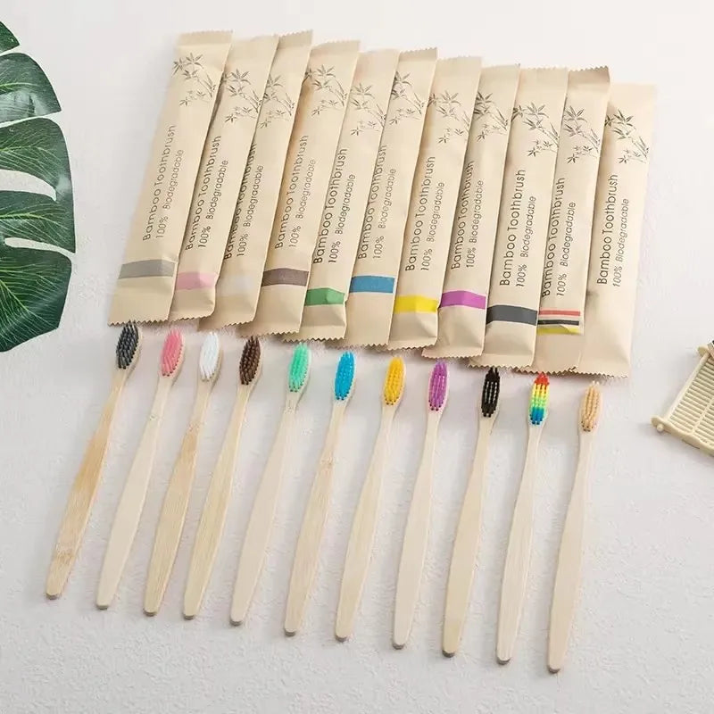 10-Pack Bamboo Toothbrush Set – Soft Charcoal Bristles | RUZOFO Bamboo Toothbrush Set HIP