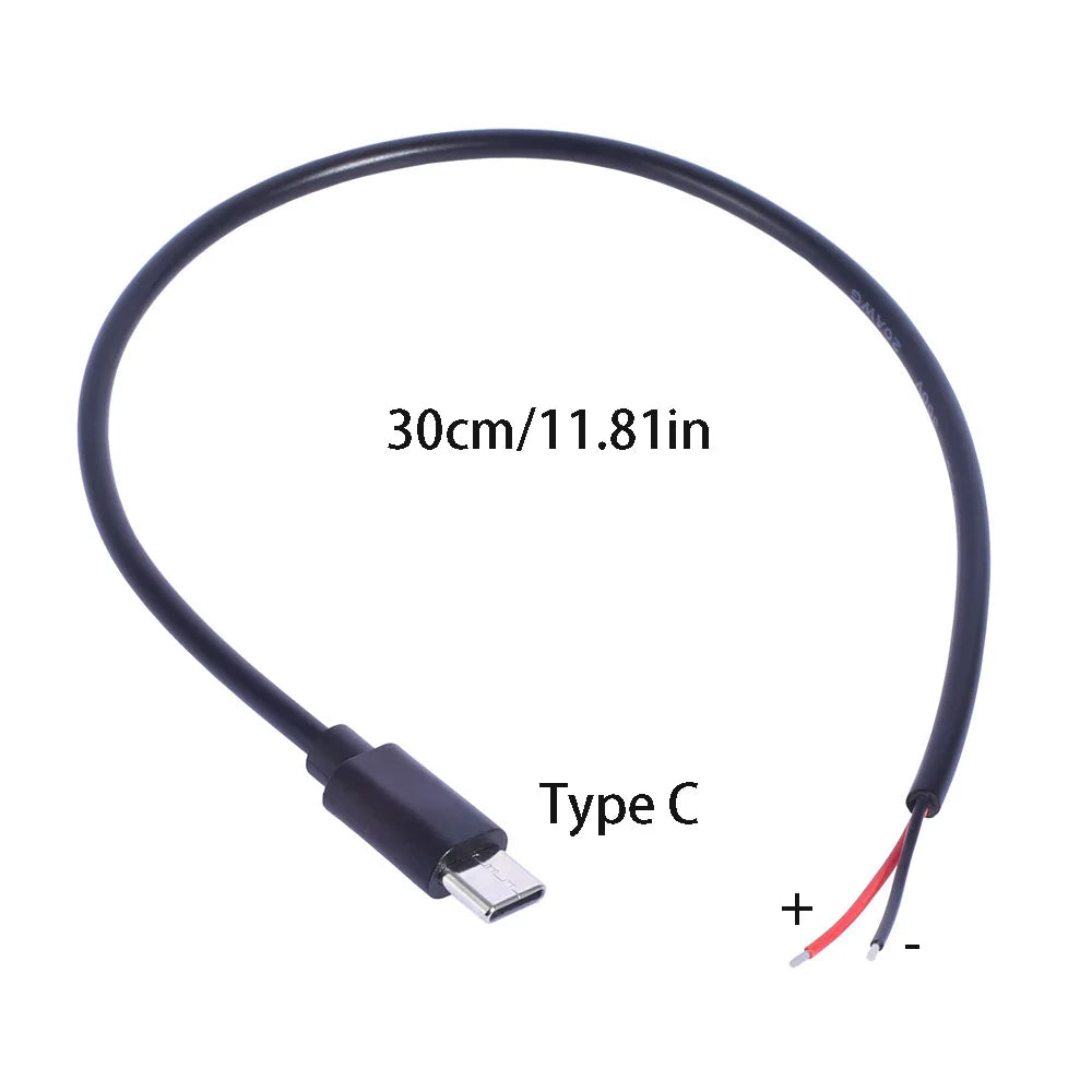 USB-C to Bare Wire Open End Cable 5V 3A 15W DIY Charging USB-C Charging Cable HIP