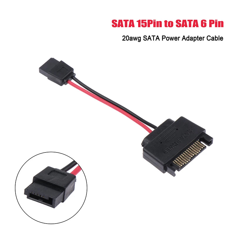SATA 15-Pin to 6-Pin Slimline Power Adapter Cable 20AWG SATA Power Adapter HIP one size