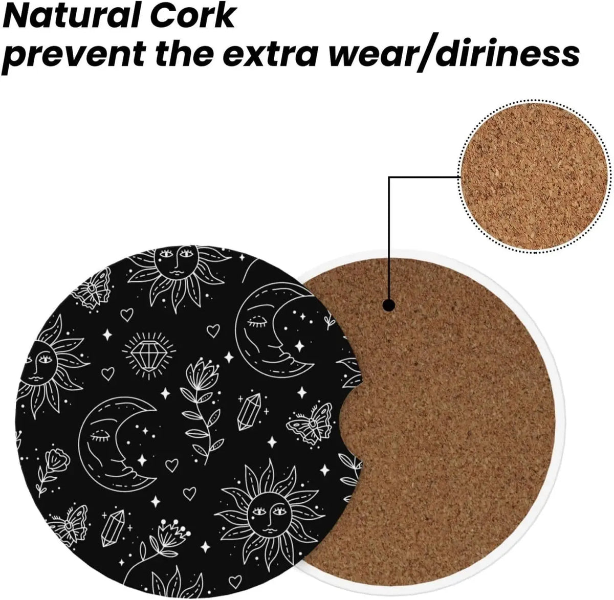 Boho Ceramic Car Cup Holder Coasters – 2 Pack, 2.56" Ceramic Car Coasters HIP