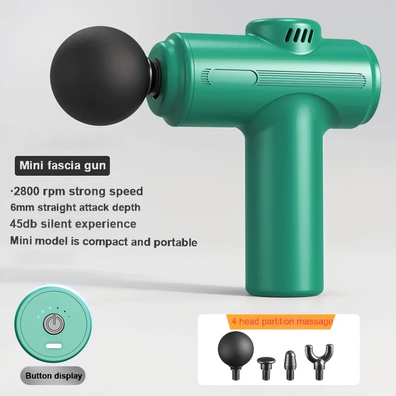 4-Head USB Mini Massage Gun – Portable Muscle Massager Mini Massage Gun HIP Forest green China Mainland