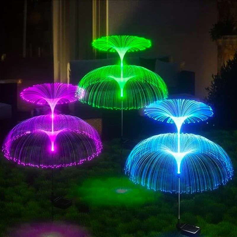 Solar Jellyfish Fiber Optic Lawn Lights – 7-Color LED Garden Solar Garden Light HIP Double style 2pcs