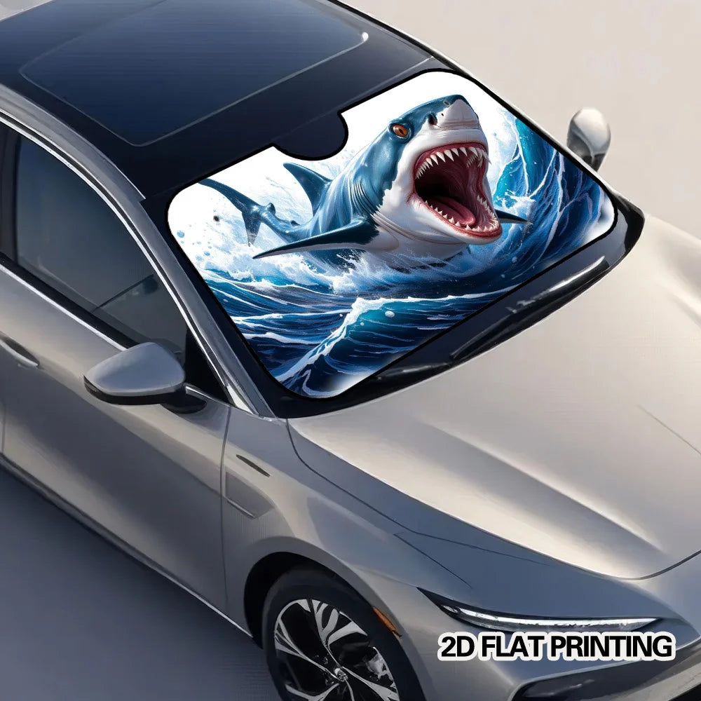 Shark in Waves Foldable Car Windshield Sunshade Visor Car Windshield Sunshade HIP