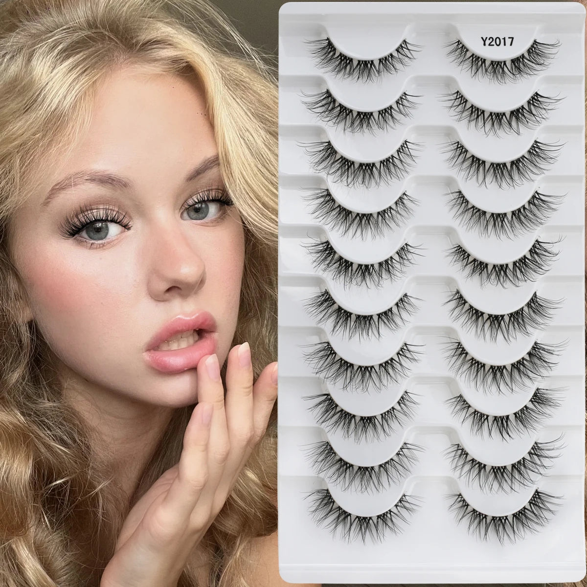 YSDO 3/5/10 Pairs Natural Faux 3D Mink Eyelashes Reusable Fake Eyelashes Tools Soft Wispy Cat Eye Lashes Maquillaje False Lashes HIP 10pairs-Y2017