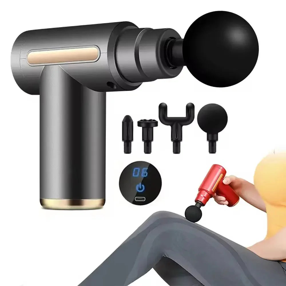 PAQIN 99-Level Percussion Massage Gun – 4 Heads, LED Screen Percussion Massage Gun HIP