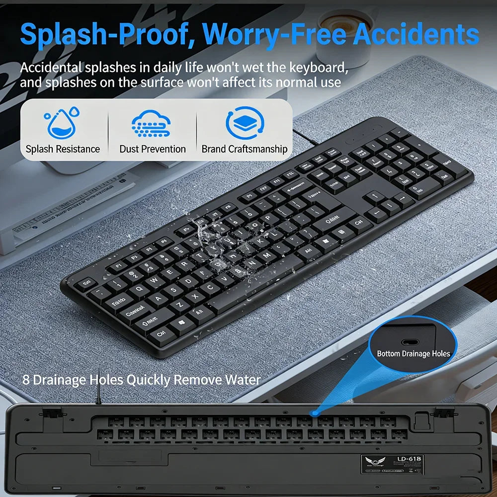KEBIDUMEI 104-Key USB Wired Keyboard – Office & Gaming USB Wired Keyboard HIP
