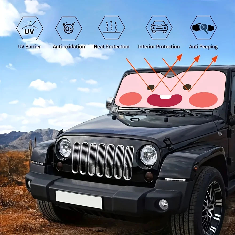 Cute Blush Character Car Windshield Sunshade – Quick Install Car Windshield Sunshade HIP